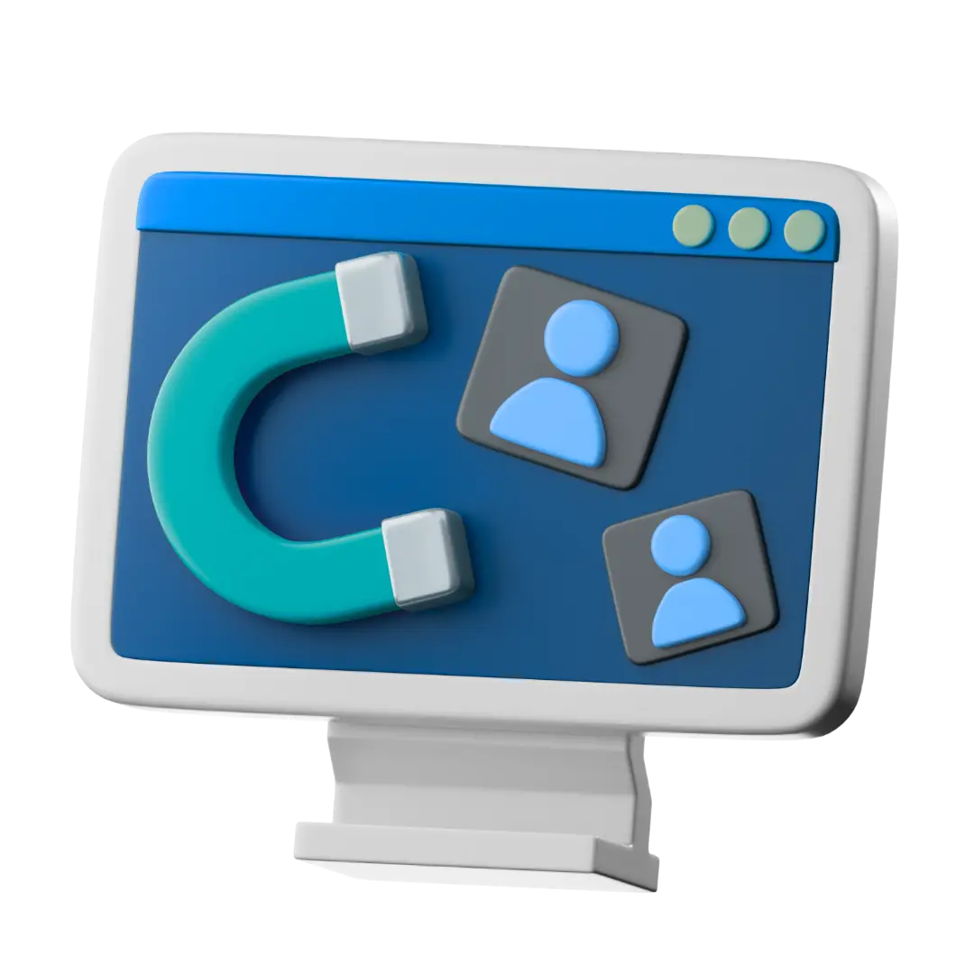 monitor with magnet attracting new customers representing dealerbridge's cross booking system