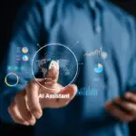 sales assistant automation concept of man using ai screen for sales assistance