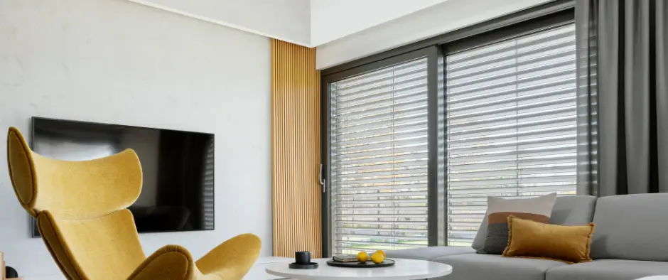 modern room showcasing custom window treatments