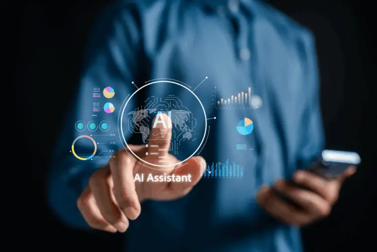 sales assistant automation concept of man using ai screen for sales assistance