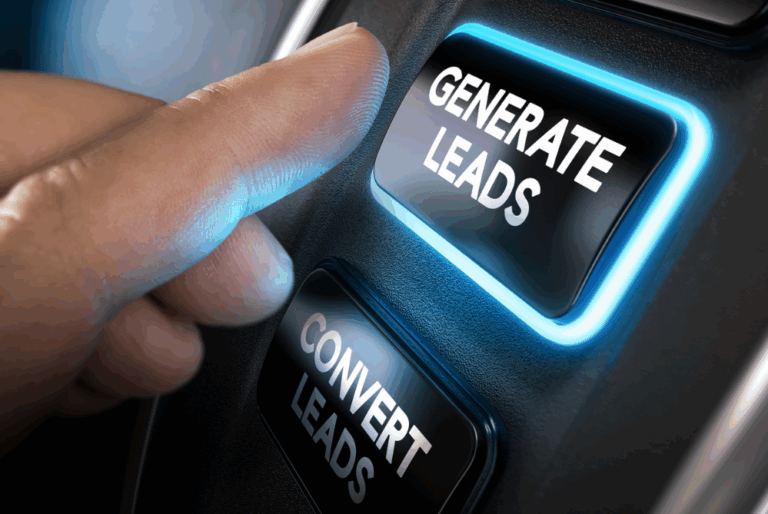 a business professional hitting the generate leads button for ai lead generation