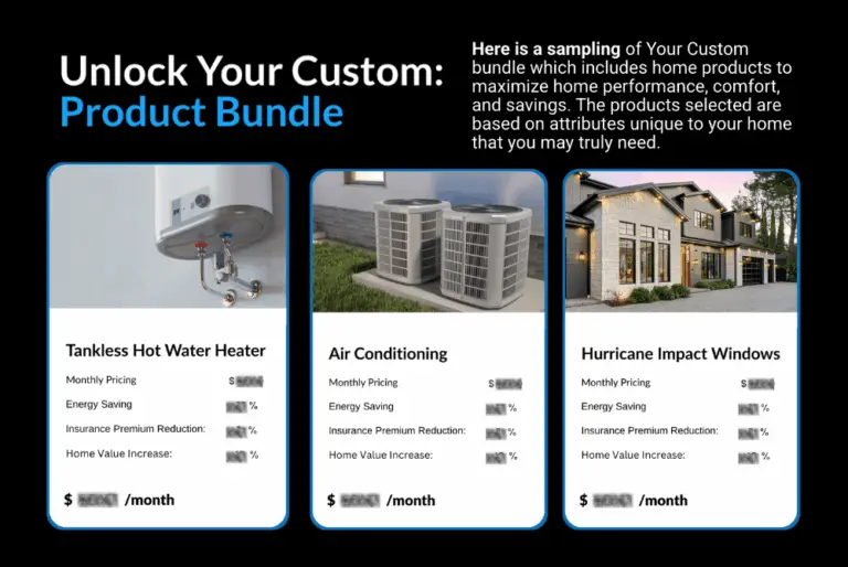 product bundling for contractors as shown from a screenshot of what a customer would see on an ipad